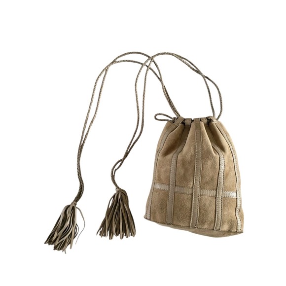 Bottega Veneta Suede Bucket Bag‎ Beige Neutral Intrecciato Small Vintage - Picture 2 of 13